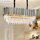 GobekUsa Modern Grey Crystal Pendant Chandelier with 10 Lights - 39" Wide - Perfect for Island Ceiling