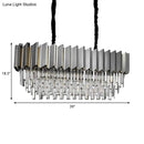 GobekUsa Modern Grey Crystal Pendant Chandelier with 10 Lights - 39" Wide - Perfect for Island Ceiling