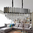 GobekUsa Modern Grey Crystal Pendant Chandelier with 10 Lights - 39" Wide - Perfect for Island Ceiling