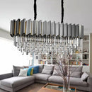 GobekUsa Modern Grey Crystal Pendant Chandelier with 10 Lights - 39" Wide - Perfect for Island Ceiling