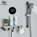 GobekUsa Grey Digital Shower Faucet Set 2-Way Mixer System for Bathroom with Hand Sprayer
