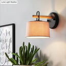 GobekUsa Modern Grey Drum Shade Wall Lamp with Fabric Shade - Bedroom Lighting Fixture