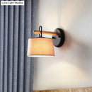 GobekUsa Modern Grey Drum Shade Wall Lamp with Fabric Shade - Bedroom Lighting Fixture