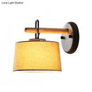 GobekUsa Modern Grey Drum Shade Wall Lamp with Fabric Shade - Bedroom Lighting Fixture