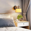 GobekUsa Modern Grey Drum Shade Wall Lamp with Fabric Shade - Bedroom Lighting Fixture