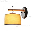GobekUsa Modern Grey Drum Shade Wall Lamp with Fabric Shade - Bedroom Lighting Fixture
