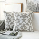 Modern grey geometric embroidered cushion cover living room set by Decorbites
