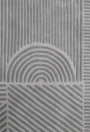 Modern Grey Lines Hand Tufted 5x7 Wool Area Rug