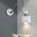 GobekUsa Modern Grey Metal Wall Sconce Light with Adjustable Arm - 1 Bulb Drum Fixture