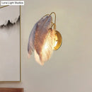 GobekUsa Modern Furry Goose Feather Wall Lamp - Sleek Single-Bulb Sconce Light for Living Room (Grey/White)