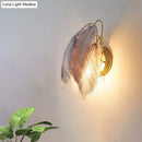 GobekUsa Modern Furry Goose Feather Wall Lamp - Sleek Single-Bulb Sconce Light for Living Room (Grey/White)