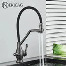 GobekUsa Gun Gray Kitchen Faucet Drinking Pure Water Tap Hot Cold Dual Handle