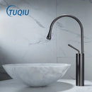 GobekUsa Gun Grey Brass Basin Faucet Hot Cold Kitchen Sink Water Crane Swivel