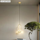 GobekUsa LED Metal Bedside Pendant Light with Halo Ring