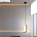 GobekUsa LED Metal Bedside Pendant Light with Halo Ring