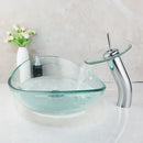GobekUsa Glass Waterfall Tap Hand-Painted Basin Mixer Faucet Chrome Lavatory Sink