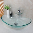 GobekUsa Glass Waterfall Tap Hand-Painted Basin Mixer Faucet Chrome Lavatory Sink