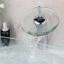 GobekUsa Glass Waterfall Tap Hand-Painted Basin Mixer Faucet Chrome Lavatory Sink