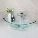 GobekUsa Glass Waterfall Tap Hand-Painted Basin Mixer Faucet Chrome Lavatory Sink