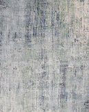 Abstract Ivory, Blue and Moss Green Fine Hand Knotted Art Silk Area Rug