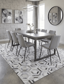 Genuine Leather Area Rug Ivory and Silver Modern Handcrafted
