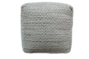 Modern Ivory and Gray Handwoven Viscose Pouf