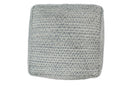 Modern Ivory and Gray Handwoven Viscose Pouf Ottoman 18 Inch