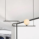 GobekUsa Modern Hanging Chandelier with Milky Glass and Folding Line Design in Black for Dining Hall Island - Simplicity Modo