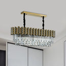 GobekUsa Modern Hanging Crystal Pendant Light with 10 Black-Gold Icicle-shaped Heads for Island Ceilings