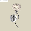 GobekUsa Modern Hemisphere Crystal Wall Lamp with Chrome Scroll Arm Sconce Light