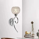 GobekUsa Modern Hemisphere Crystal Wall Lamp with Chrome Scroll Arm Sconce Light