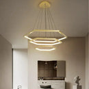 GobekUsa Hexagon Aluminium LED Pendant Light Dimmable Minimalist Chandelier for Living Room Bedroom