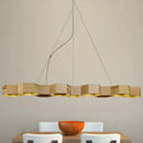 GobekUsa Modern Hexagonal Wooden Ceiling Light Fixture for Living Room - 5/7-Light Island Lighting