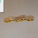 GobekUsa Modern Hexagonal Wooden Ceiling Light Fixture for Living Room - 5/7-Light Island Lighting
