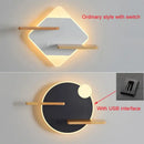 GobekUsa LED Bedside Shelf Wall Lamp with USB Charger - Modern Minimalist Bedroom Reading Light
