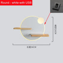 GobekUsa LED Bedside Shelf Wall Lamp with USB Charger - Modern Minimalist Bedroom Reading Light