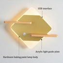 GobekUsa LED Bedside Shelf Wall Lamp with USB Charger - Modern Minimalist Bedroom Reading Light