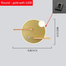 GobekUsa LED Bedside Shelf Wall Lamp with USB Charger - Modern Minimalist Bedroom Reading Light