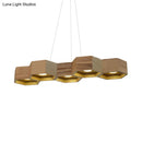 GobekUsa Modern Hexagonal Wooden Ceiling Light Fixture for Living Room - 5/7-Light Island Lighting