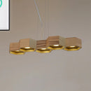 GobekUsa Modern Hexagonal Wooden Ceiling Light Fixture for Living Room - 5/7-Light Island Lighting