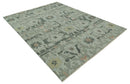 Modern Ikat Design Silver And Blue  8X10 Hand Knotted wool rug