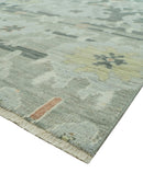 Modern Ikat Design Silver And Blue  8X10 Hand Knotted wool rug
