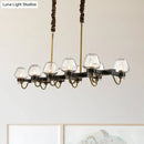 GobekUsa Modernist Dome Island Chandelier - Clear Glass - 8/10 Lights - Black Finish