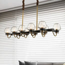GobekUsa Modernist Dome Island Chandelier - Clear Glass - 8/10 Lights - Black Finish