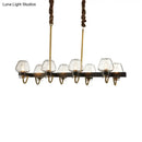 GobekUsa Modernist Dome Island Chandelier - Clear Glass - 8/10 Lights - Black Finish