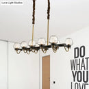 GobekUsa Modernist Dome Island Chandelier - Clear Glass - 8/10 Lights - Black Finish