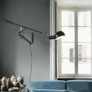 GobekUsa Dimmable LED Wall Lamp, Rotating Long Pole, Swinging Black and White Industrial Design