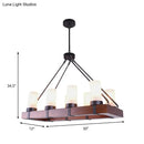 GobekUsa Industrial Multi-Light Pendant with Opal Glass & Black Cylinder Design, Includes Wooden Rectangle, Ideal for Islands