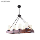 GobekUsa Industrial Multi-Light Pendant with Opal Glass & Black Cylinder Design, Includes Wooden Rectangle, Ideal for Islands