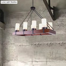 GobekUsa Industrial Multi-Light Pendant with Opal Glass & Black Cylinder Design, Includes Wooden Rectangle, Ideal for Islands